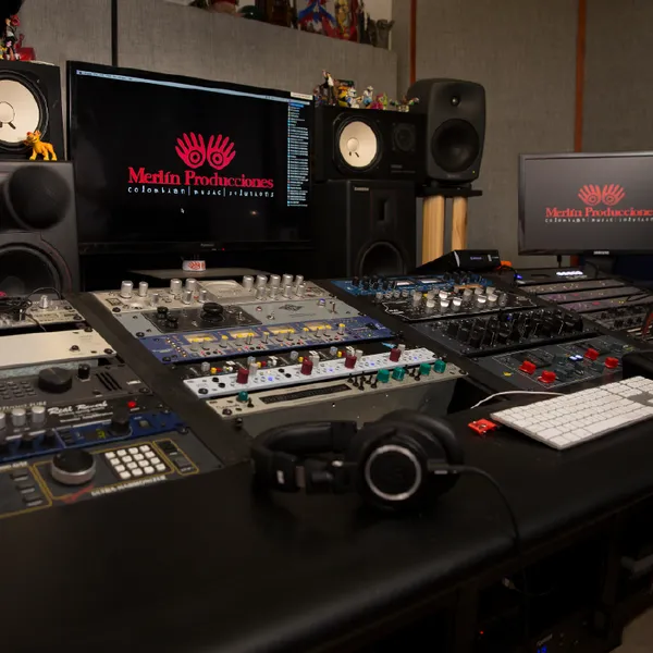 Imagen de estudio de grabación de audio de Merlín Producciones